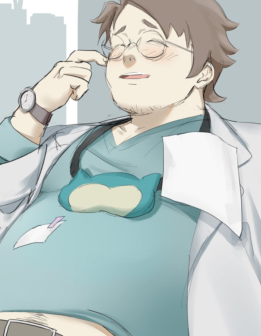 1boy, male focus, shirt, goatee stubble, lab coat - Anime R34