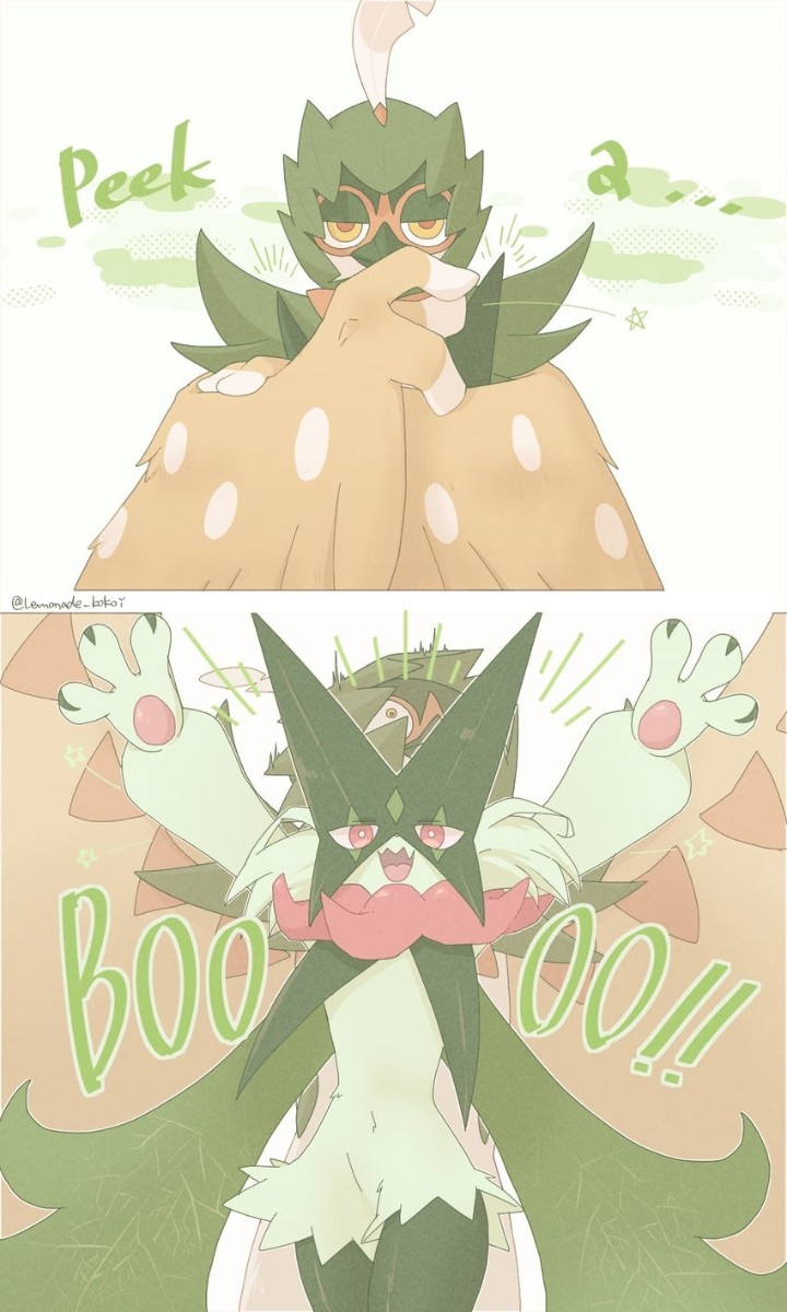 red eyes, open mouth, brown fur, animal hands, decidueye - Anime R34