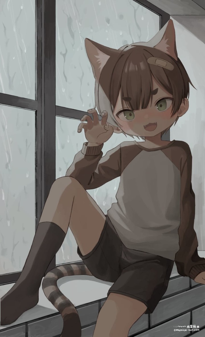 omurice (roza4957), 1boy, animal ears, black socks, brown hair - Anime R34